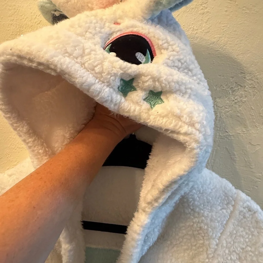 Unicorn Kids Robe - White with Pastel Accents 4/5t